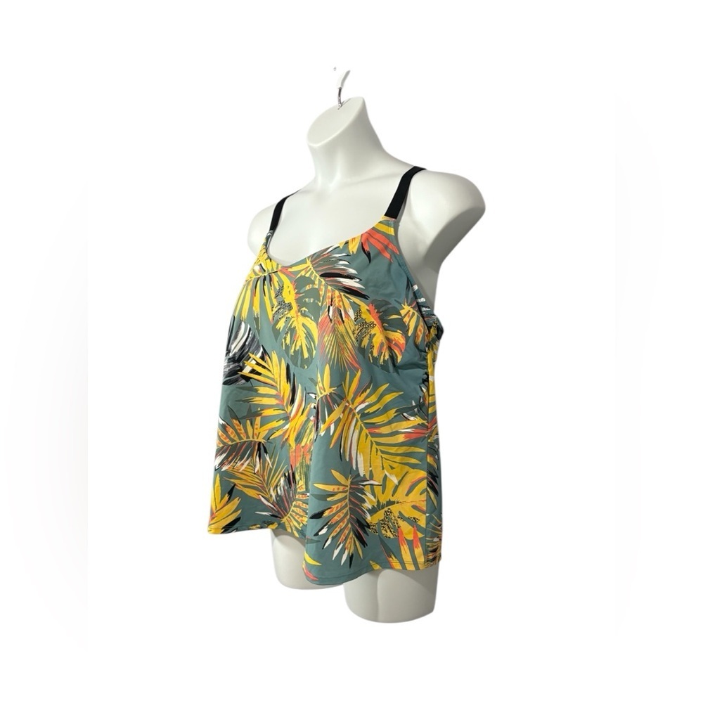 NEW, Penningtons, Tropical Crossback Tankini Top, 2X, Green, Yellow 🌴 - Picture 5 of 10